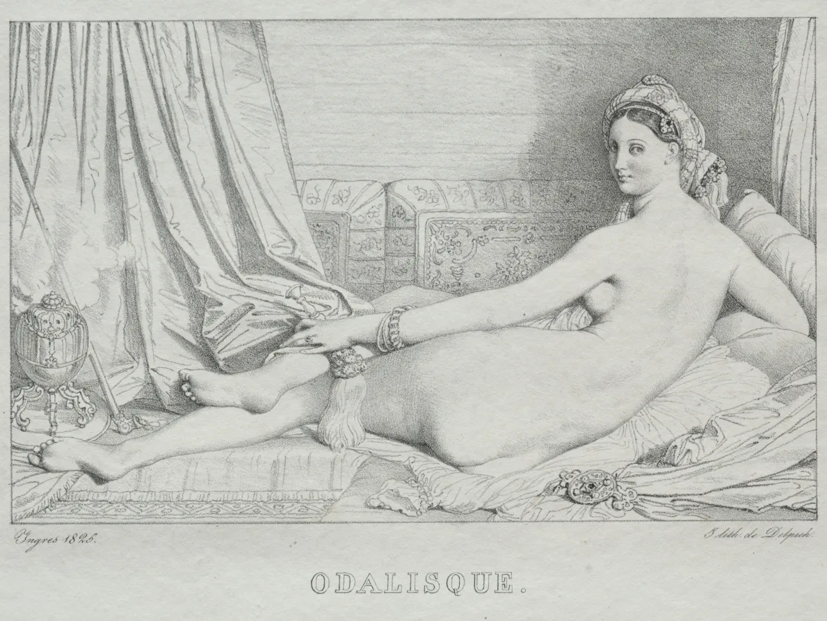 Jean-Auguste-Dominique Ingres, Odalisque, 1825, lithograph. Cleveland Museum of Art. Prints made after a famous composition carried their own price ladder, well below the painting they reproduced.
