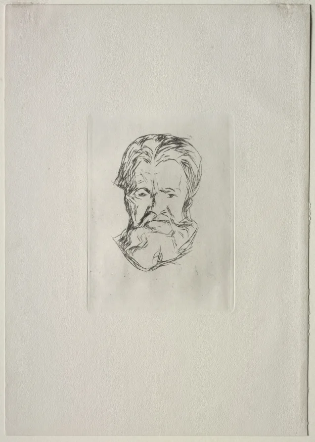 Edvard Munch, Head of a Man, made in 1906 and printed in 1917 or 1918, drypoint. Cleveland Museum of Art. Image date and printing date are separate facts, and records should keep them apart.