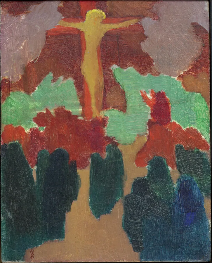 Maurice Denis, The Orange Christ, 1889, oil on board. Cleveland Museum of Art. Support and size sit plainly in a catalogue entry, and both move an estimate more than most buyers expect.