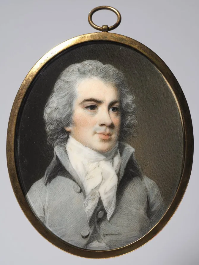 George Engleheart, Portrait of a Man, 1795, watercolor on ivory in an original gold frame. Cleveland Museum of Art. Small works reward close looking and ask very little of a wall.